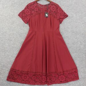 Miusol Dress Womens XL Red Lace Fit And Flare Short Sleeve Elegant Cocktail